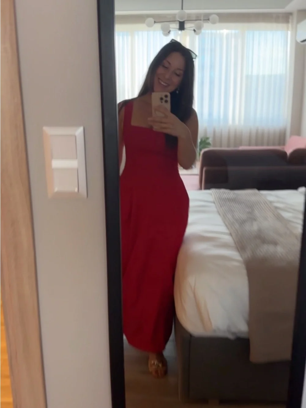 Commense Red Square-Neck Maxi Dress with pockets- brand new with tags never worn - Picture 6 of 7